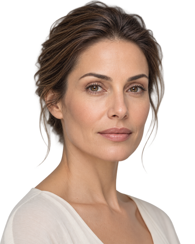 Mujer mostrando la frente, las cejas y los párpados superiores